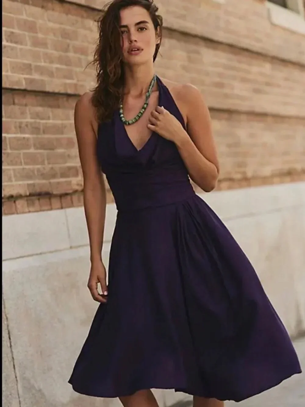 Free People Deep Purple Halter Backless Swing Dress NWT - Picture 2 of 6